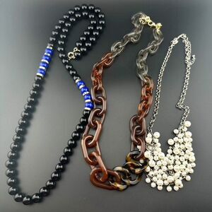 3 Banana Republic BR Beaded Link Dangle Long Statement Necklaces